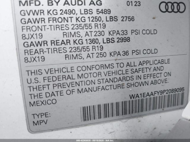 2023 AUDI Q5 WA1EAAFY9P2089095 Photo 8