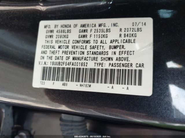19UUB2F54FA001652 Acura Tlx V6 Tech
