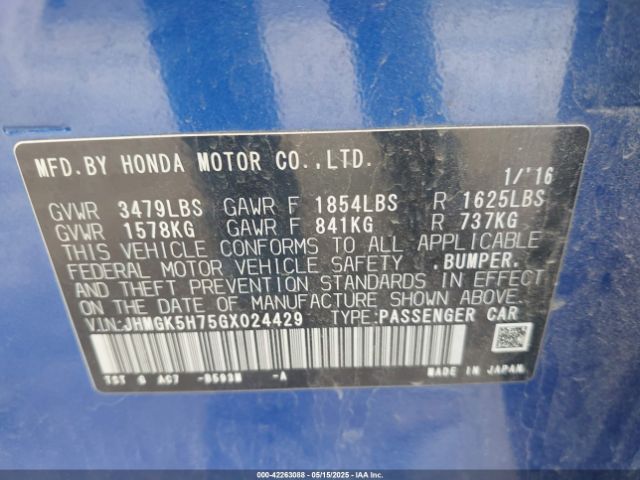 JHMGK5H75GX024429 Honda FIT EX