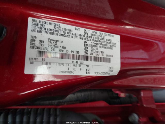 1FADP3FE7HL340876 Ford FOCUS SE