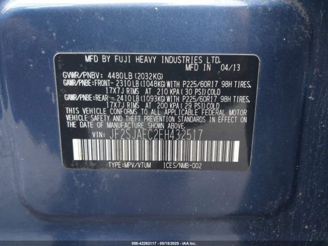 JF2SJAEC2EH432517 Subaru Forester 2.5i Premium