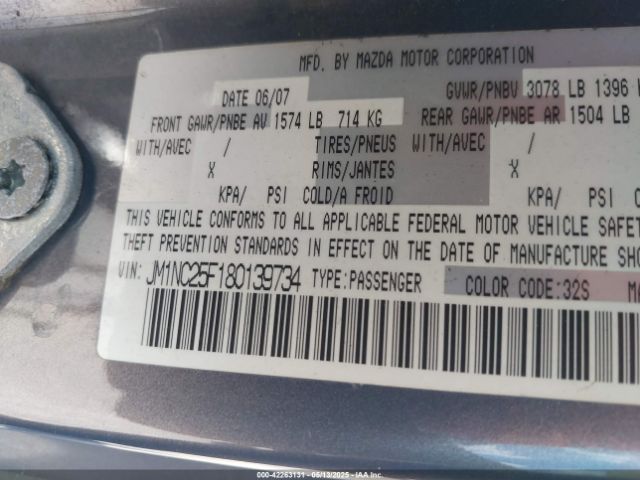 2008 MAZDA MX-5 JM1NC25F180139734 Photo 8