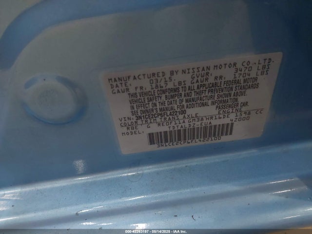 Nissan Versa Note S (sr)/s Plus/sl/sr/sv 2015 3N1CE2CP6FL422100 Image 9