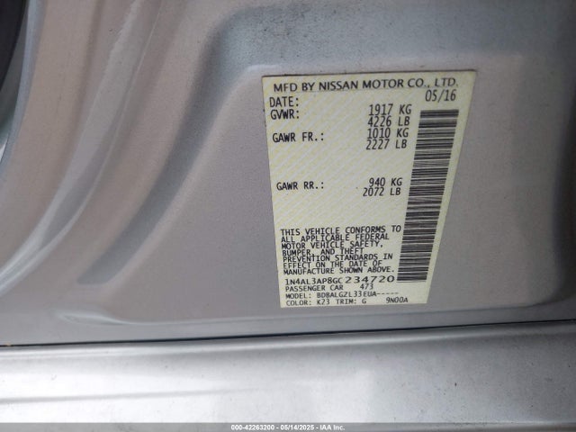 1N4AL3AP8GC234720 Nissan 2016