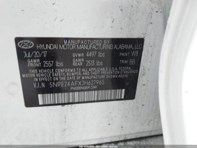 5NPE24AFXJH627965 Hyundai SONATA SE