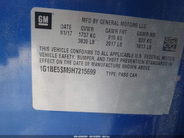 1G1BE5SM9H7215699 Chevrolet Cruze Lt Auto