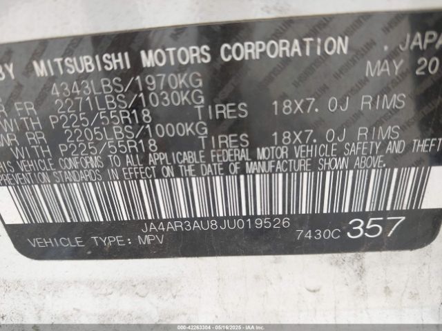 2018 MITSUBISHI OUTLANDER SPORT JA4AR3AU8JU019526 Photo 8