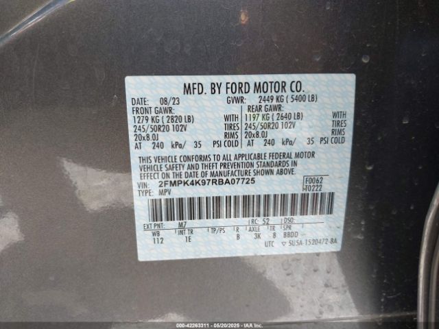 2024 FORD EDGE 2FMPK4K97RBA07725 Photo 8