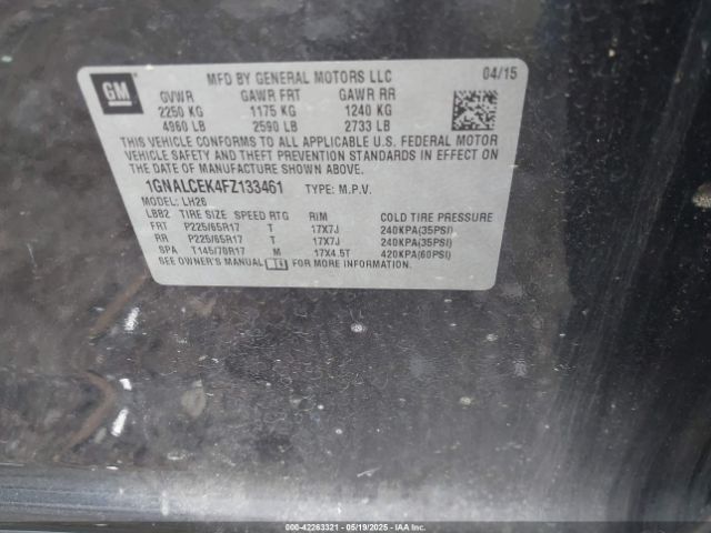 1GNALCEK4FZ133461 Chevrolet Equinox 2lt