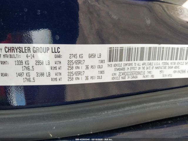 2C4RDGCG5ER390216 Dodge Grand Caravan Sxt