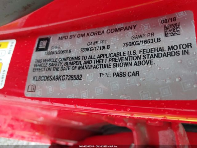 KL8CD6SA9KC728582 Chevrolet Spark 1lt Cvt