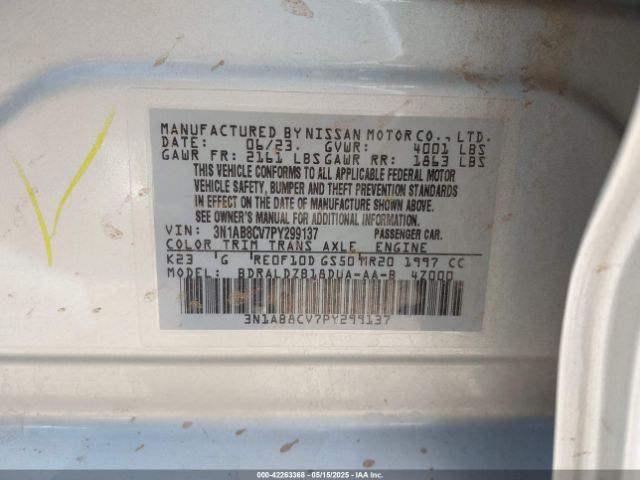 3N1AB8CV7PY299137 Nissan Sentra Sv Xtronic Cvt