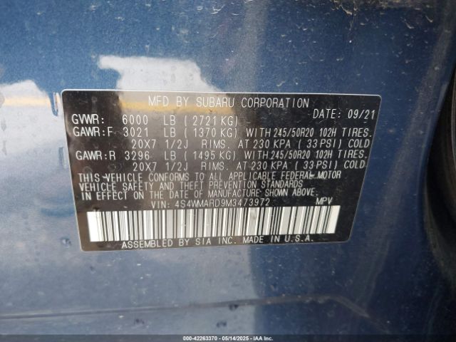 4S4WMARD9M3473972 Subaru 2021
