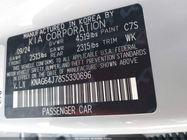 KNAG64J78S5330696 KIA K5 Gt-line