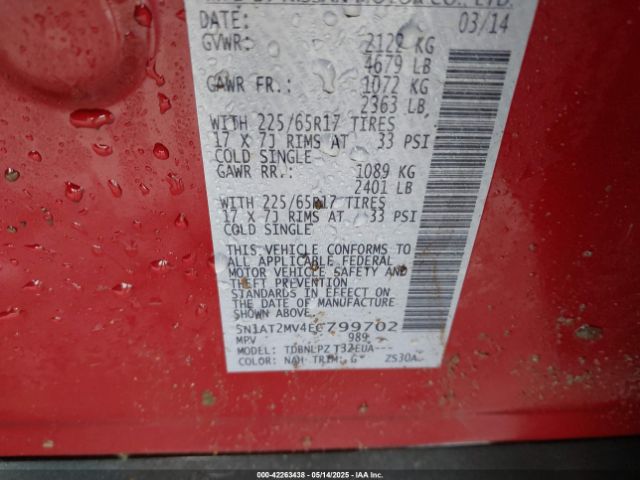 5N1AT2MV4EC799702 Nissan ROGUE S