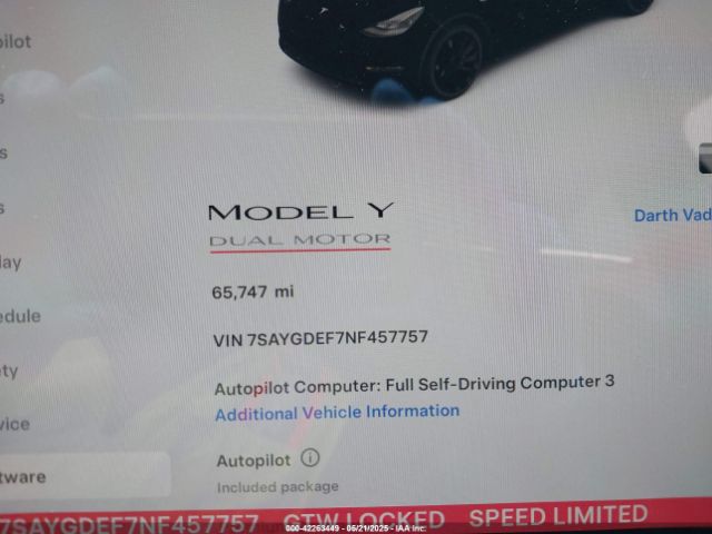 7SAYGDEF7NF457757 Tesla Model Y Performance Dual Motor All-wheel Drive