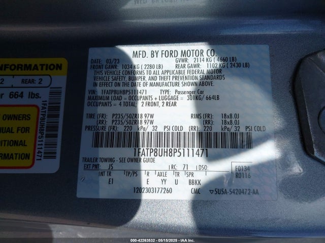 Ford 4v 2023 1FATP8UH8P5111471 Image 9