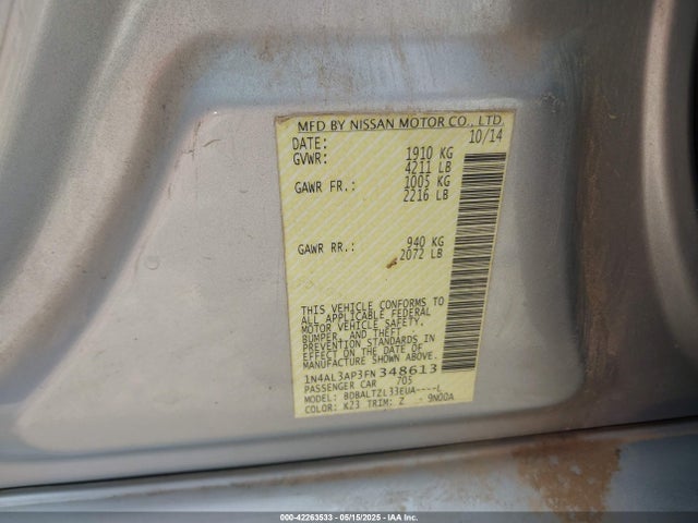 1N4AL3AP3FN348613 Nissan Altima 2.5 Sl