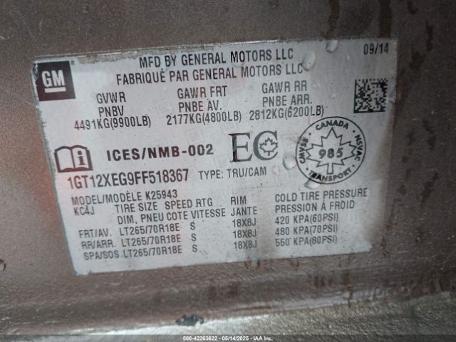 2015 GMC SIERRA 2500HD 1GT12XEG9FF518367 Photo 8