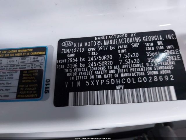 5XYP5DHC0LG028692 KIA Telluride Sx