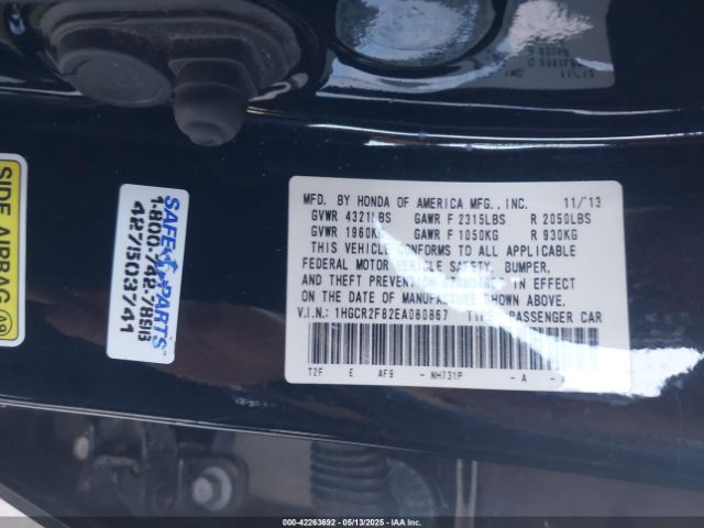 1HGCR2F82EA080867 Honda Accord Ex-l