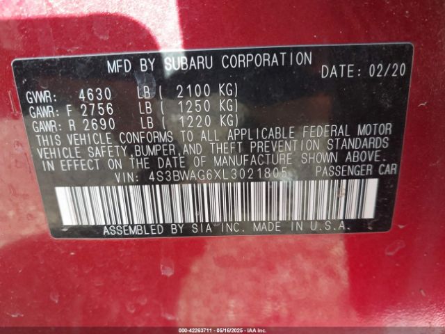 4S3BWAG6XL3021805 Subaru Legacy Sport