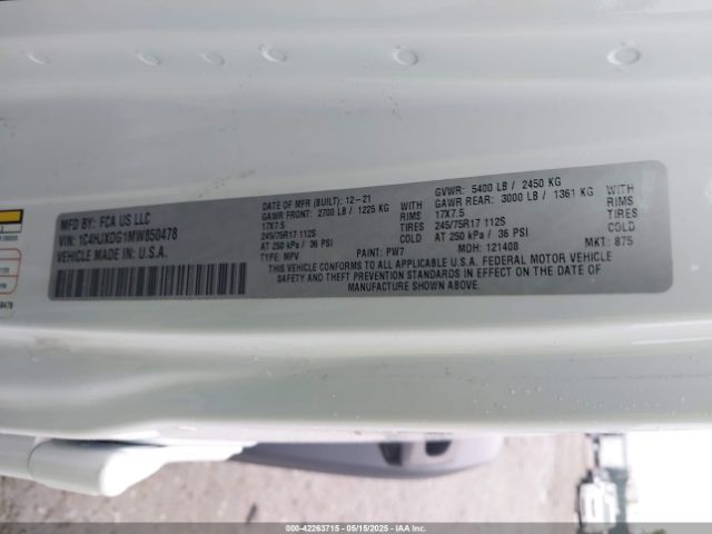 1C4HJXDG1MW850478 Jeep Wrangler Unlimited Sport S 4x4