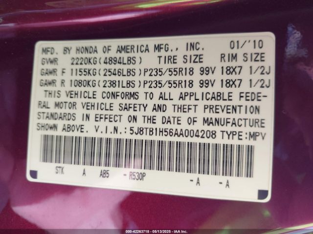 2010 ACURA RDX 5J8TB1H56AA004208 Photo 8