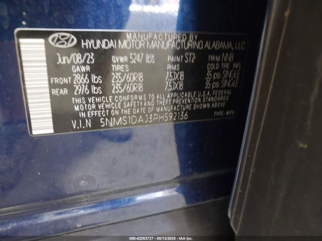 2023 HYUNDAI SANTA FE 5NMS1DAJ3PH592136 Photo 8
