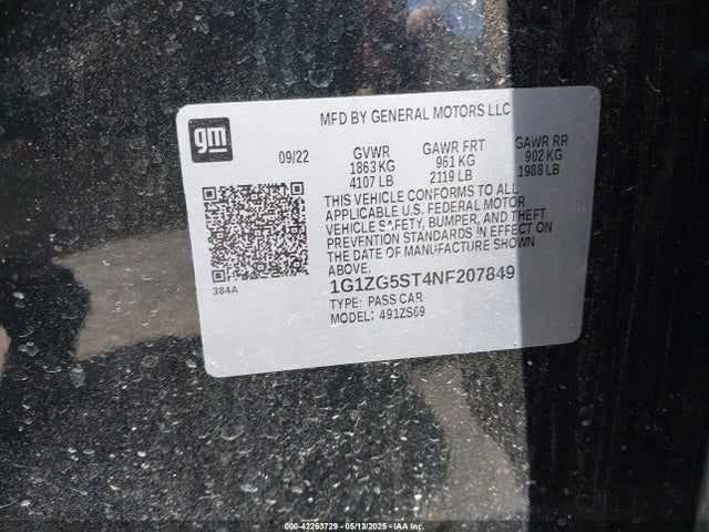 1G1ZG5ST4NF207849 Chevrolet Malibu Fwd Rs