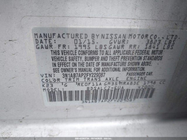 3N1AB7AP2FY229087 Nissan 2015