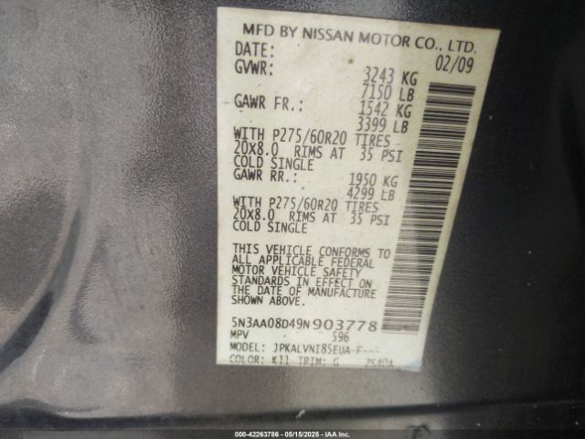 2009 INFINITI QX56 5N3AA08D49N903778 Photo 8
