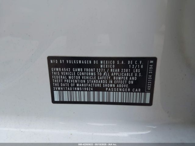 3VWH17AU1HM519624 Volkswagen Golf Alltrack Tsi S/tsi Se/tsi Sel