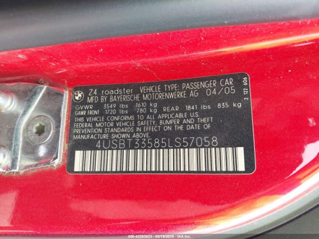 2005 BMW Z4 4USBT33585LS57058 Photo 8