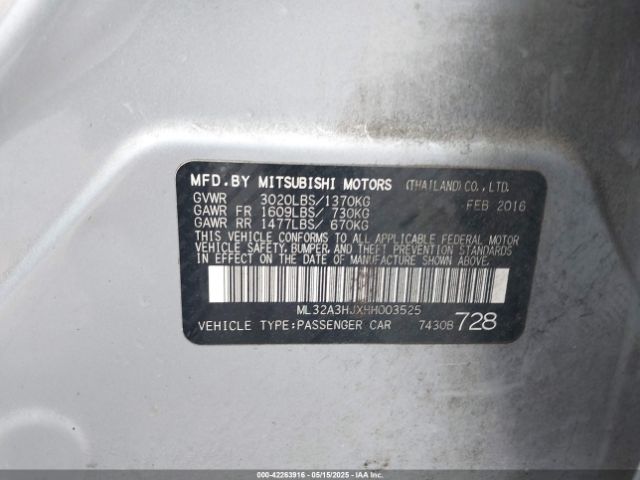 ML32A3HJXHH003525 Mitsubishi Mirage