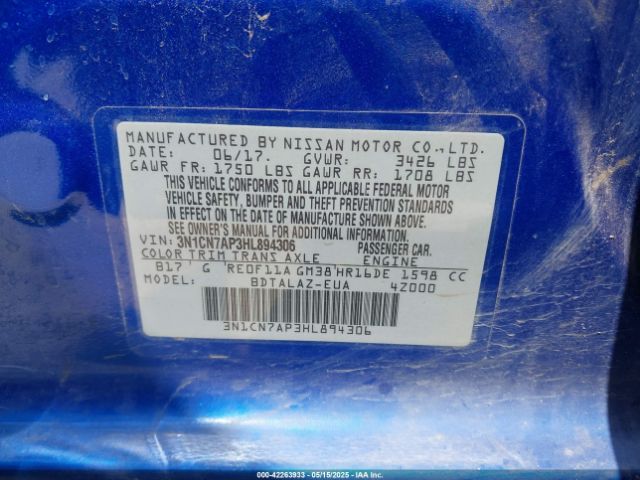 3N1CN7AP3HL894306 Nissan 2017