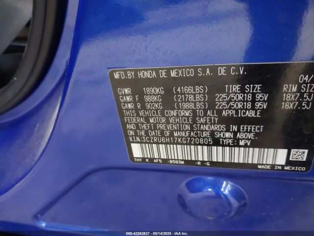3CZRU6H17KG720805 Honda HR-V SPORT
