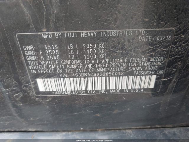 4S3BNAC62G3050018 Subaru Legacy 2.5i Premium