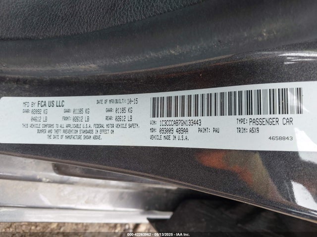 Aukcja sprzedaży 2016 Chrysler 200 Limited, vin: 1C3CCCAB7GN133443, numer aukcji: 42263962