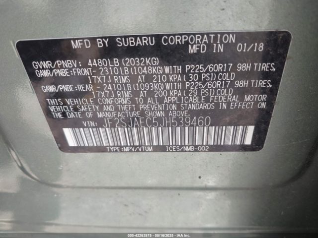 JF2SJAEC5JH539460 Subaru Forester 2.5i Premium