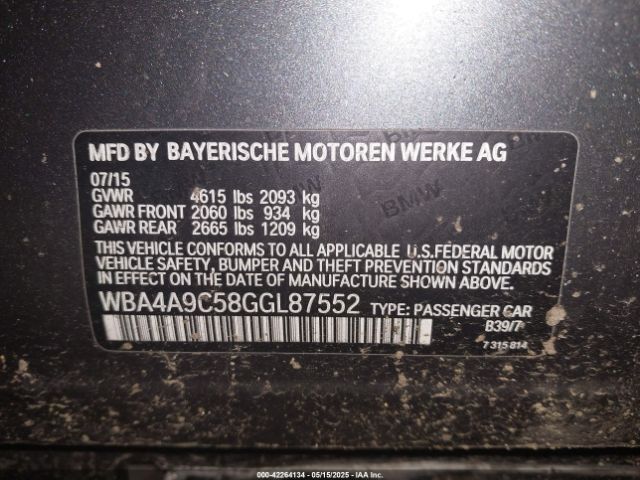 WBA4A9C58GGL87552 BMW 428i Gran Coupe