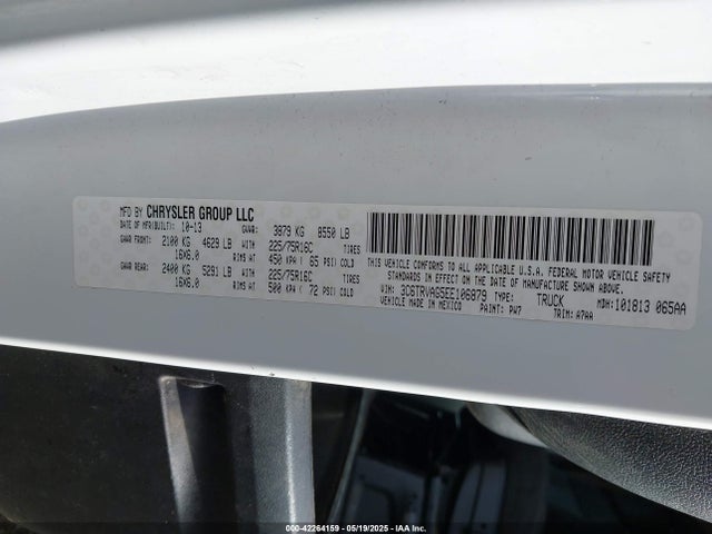 3C6TRVAG5EE106879 RAM Promaster 1500 Low Roof