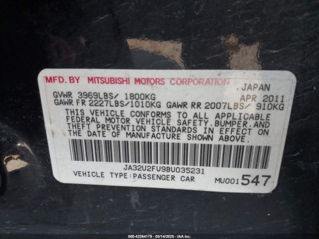 2011 MITSUBISHI LANCER JA32U2FU9BU035231 Photo 8