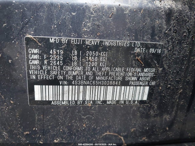 4S3BNAC65H3028841 Subaru u5