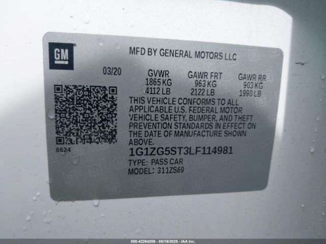 2020 CHEVROLET MALIBU 1G1ZG5ST3LF114981 Photo 8