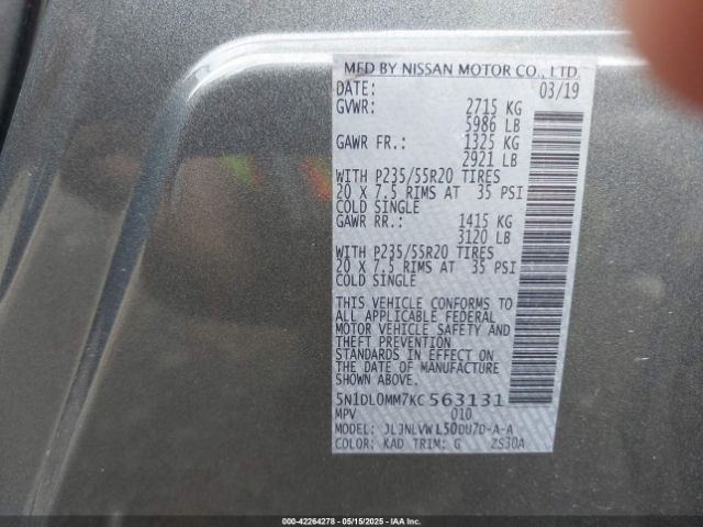 5N1DL0MM7KC563131 Infiniti QX60 LUXE
