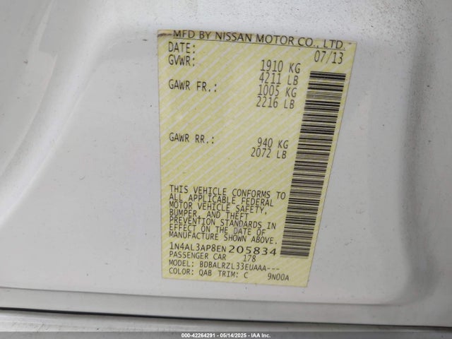 1N4AL3AP8EN205834 Nissan 2014