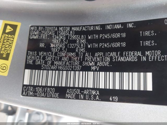 5TDZARFH6GS021397 Toyota 1ar-fe