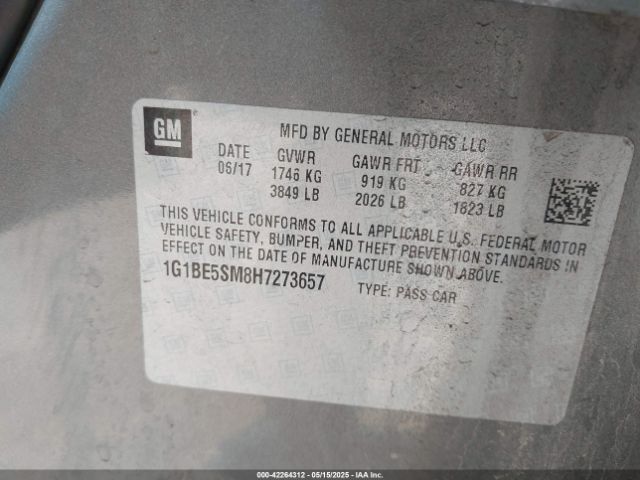 1G1BE5SM8H7273657 Chevrolet le2 -di: direct injection, vvt: variable valve timing, gen, alum