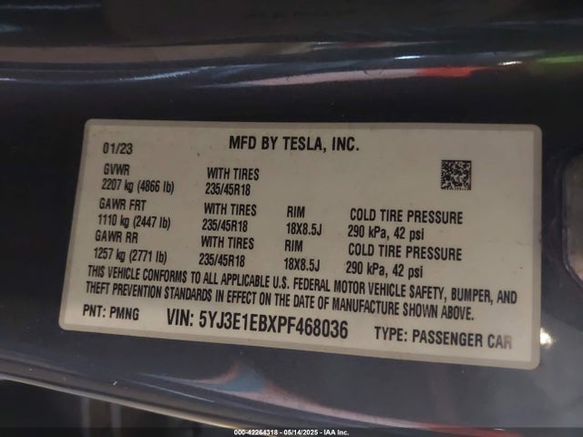 2023 TESLA MODEL 3 5YJ3E1EBXPF468036 Photo 8